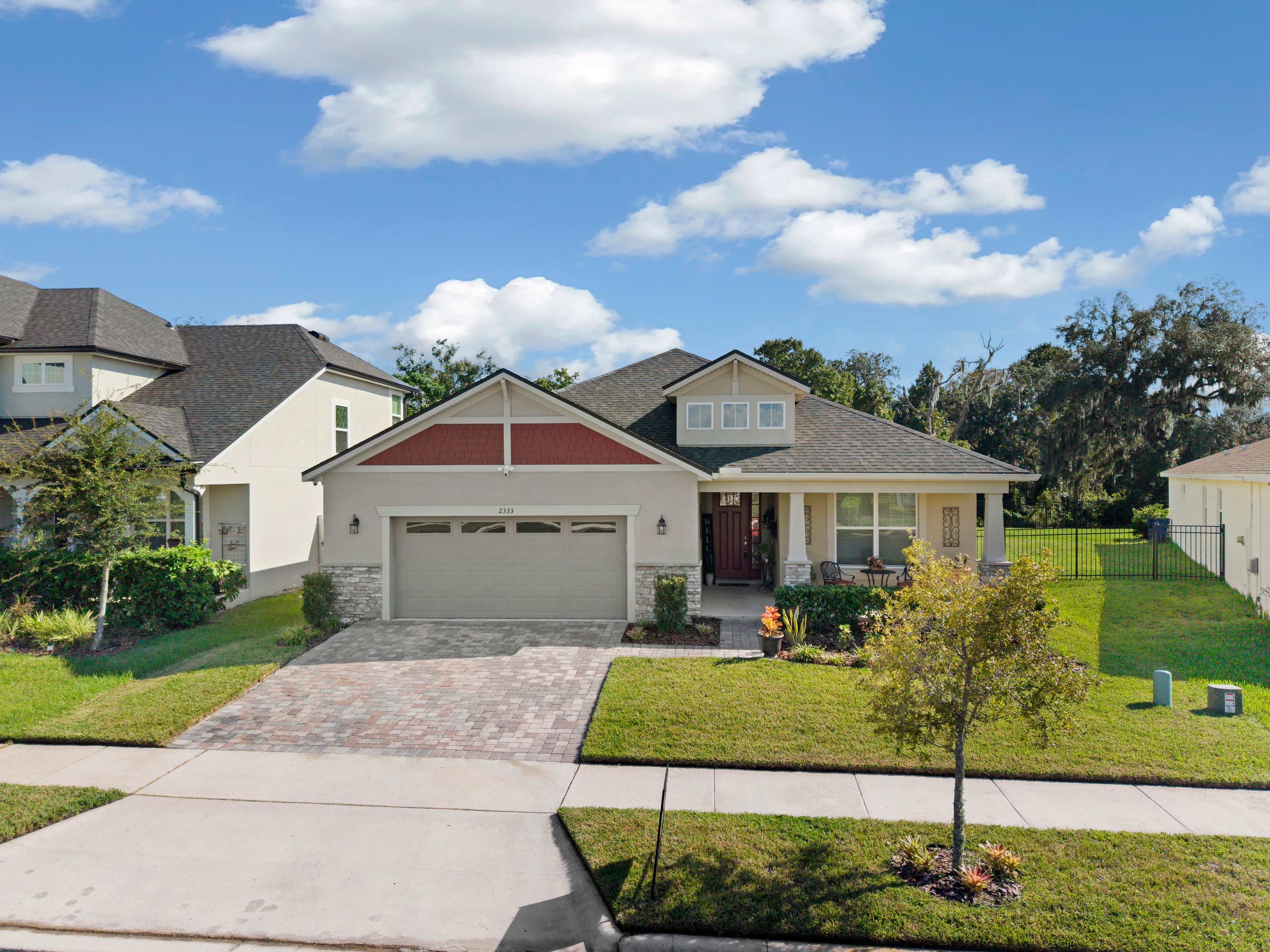Aerial view of 2333 Farnham Dr showing roof and surrounding community, Ocoee FL